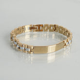 Two Tone Golden & Silver Chain Bracelet For Men 10mm